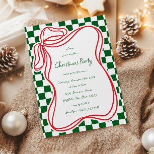 Whimsical Hand-drawn Bow Frame Christmas Invitation