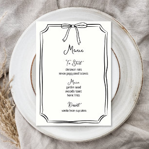 Whimsical Hand Drawn Bow Girly Coquette Chic Menu