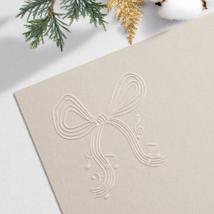 Whimsical Hand drawn Bow Music Notes Christmas Embosser