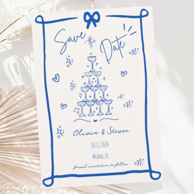 Whimsical Hand Drawn Bow Scribble Save the Date Invitation (Creator Uploaded)