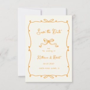 Whimsical Hand Drawn Bows Save the Date Card