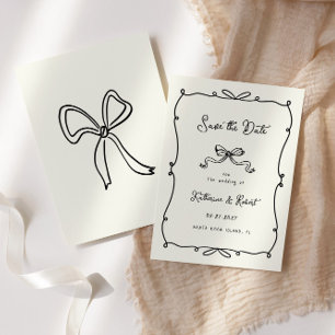 Whimsical Hand Drawn Bows Save the Date Card