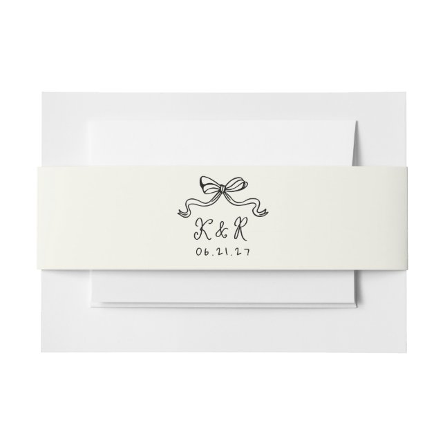 Whimsical hand Drawn Bows Wedding Belly Band (Front Example)