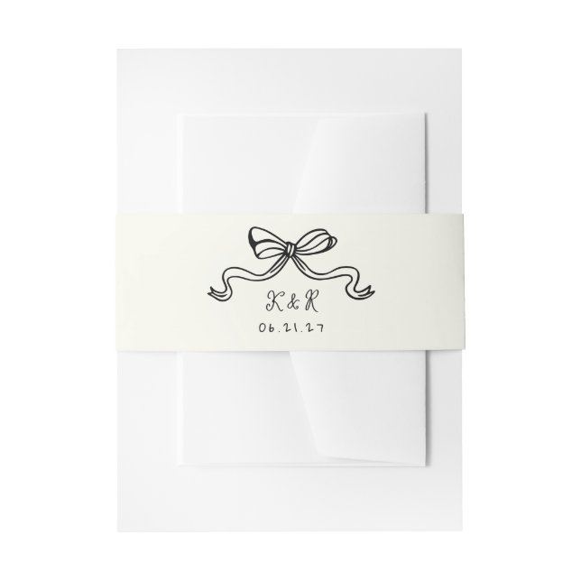 Whimsical hand Drawn Bows Wedding Belly Band (Front Example)