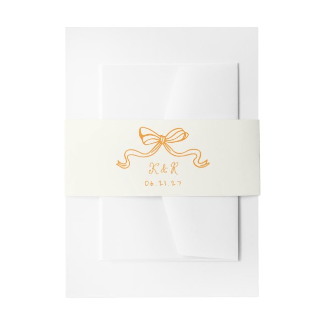 Whimsical hand Drawn Bows Wedding Belly Band (Front Example)