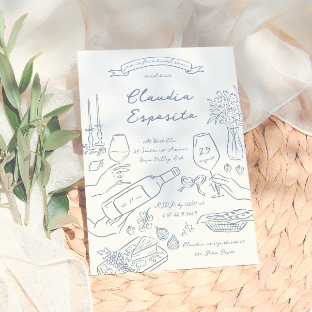Whimsical Hand Drawn Bridal Shower Illustrated Invitation (Creator Uploaded)