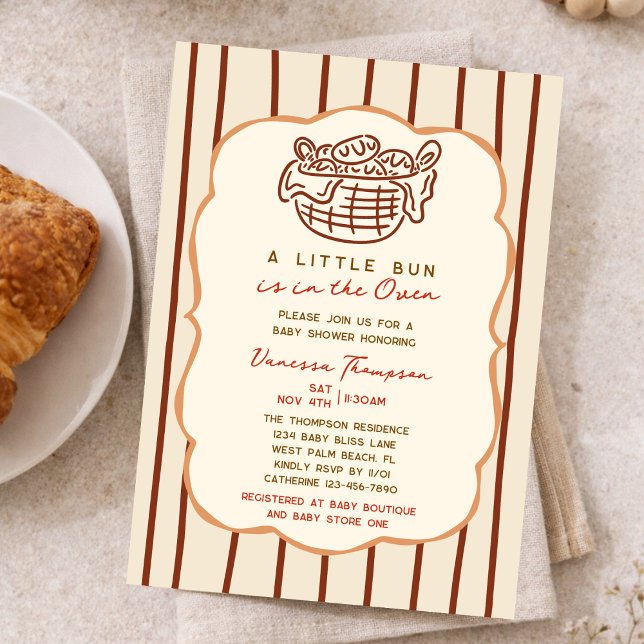Whimsical Hand Drawn Bun In The Oven Baby Shower Invitation (Creator Uploaded)