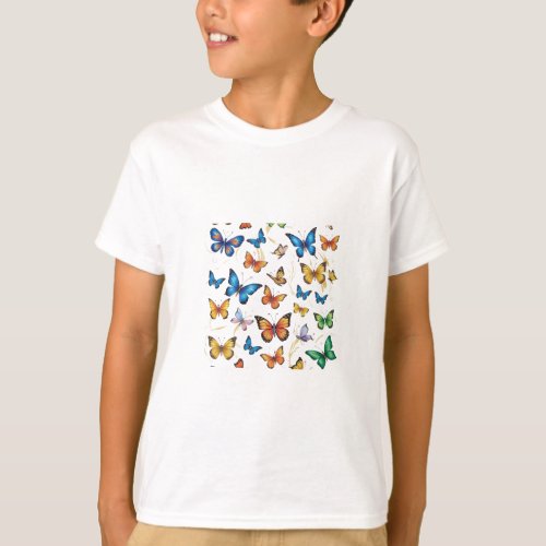 Whimsical Hand_Drawn Butterflies T_Shirt