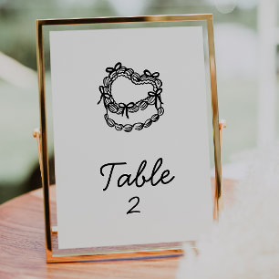Whimsical Hand-Drawn Cake Wedding Table Number