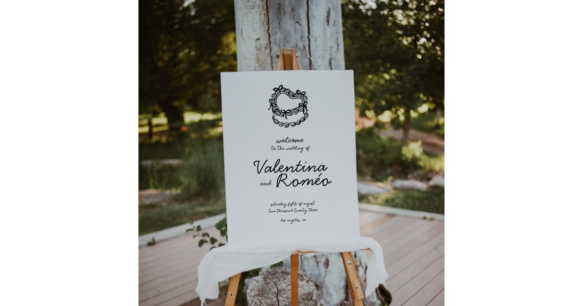 Whimsical Hand-Drawn Cake Wedding welcome sign | Zazzle