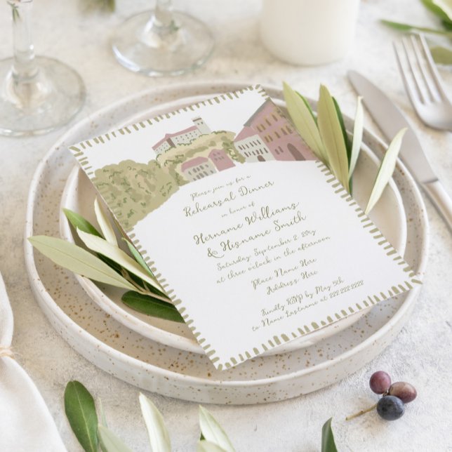 Whimsical Hand Drawn Castle Rehearsal Dinner Invitation (Creator Uploaded)