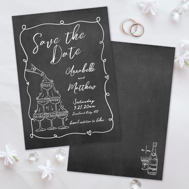 Whimsical Hand Drawn Chalkboard Wedding Save The Date (Whimsical Hand Drawn Chalkboard Wedding Save the Date)