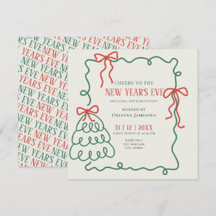 Whimsical Hand Drawn Champagne New Years Eve Party Invitation