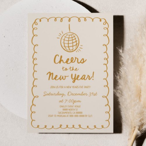 Whimsical Hand Drawn Champagne New Years Eve Party Invitation Whimsical Hand Drawn Champagne New Years Eve Party Invitation