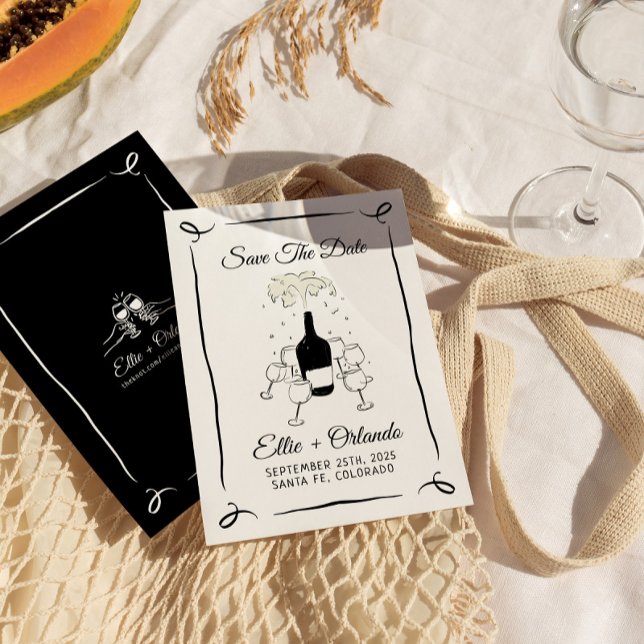 Whimsical Hand Drawn Champagne Tower Save The Date Invitation (Creator Uploaded)