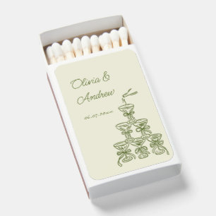 Whimsical Hand Drawn Champagne Tower Wedding Matchboxes