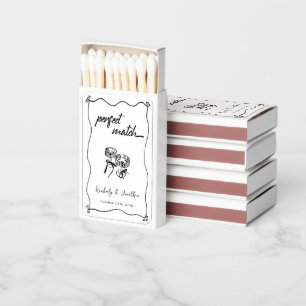 Whimsical Hand Drawn Champagne Wedding Matchboxes