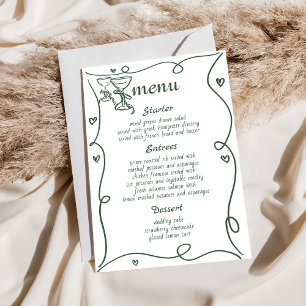 Whimsical Hand Drawn Champagne Wedding Menu