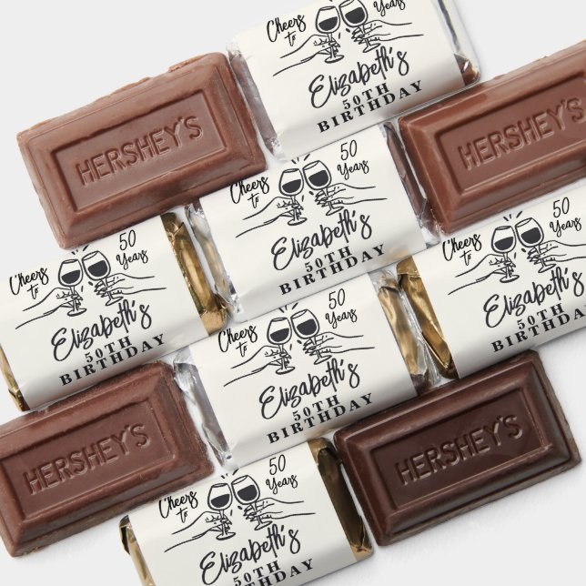 Whimsical Hand Drawn Cheers to 50 Years Birthday  Hershey's Miniatures (Assorted)