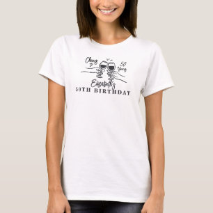 Whimsical Hand Drawn Cheers to 50 Years Birthday T-Shirt