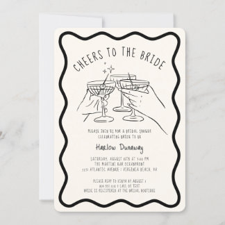 Whimsical Hand Drawn Cheers to the Bride Invitation