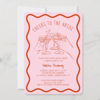 Whimsical Hand Drawn Cheers to the Bride Invitation