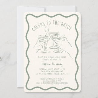 Whimsical Hand Drawn Cheers to the Bride Invitation