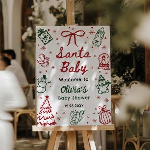 Whimsical Hand Drawn Christmas Baby Shower Welcome Foam Board