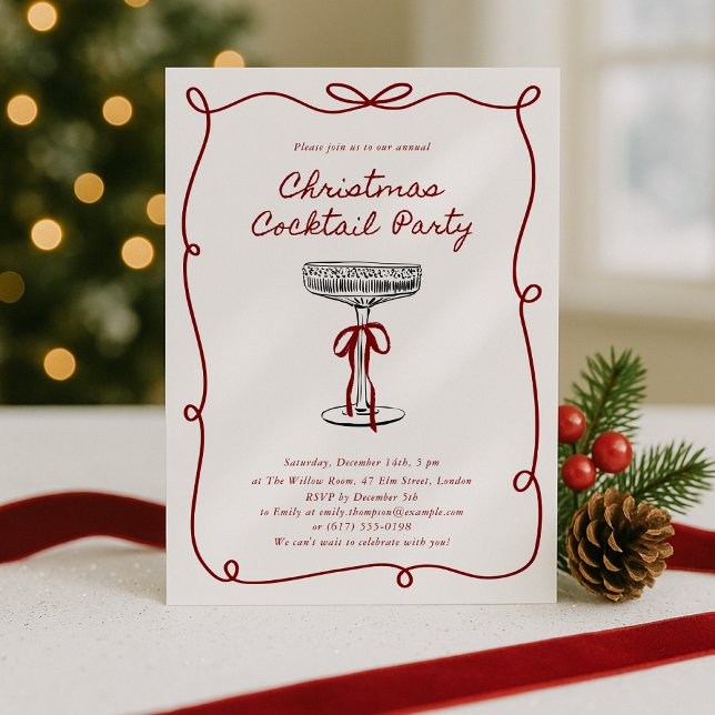 Whimsical Hand Drawn Christmas Cocktail Party Invitation (Creator Uploaded)
