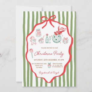 Whimsical Hand Drawn Christmas Party Invitation