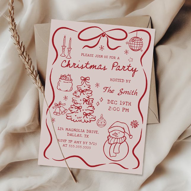 Whimsical Hand Drawn Christmas Party Invitation (Creator Uploaded)