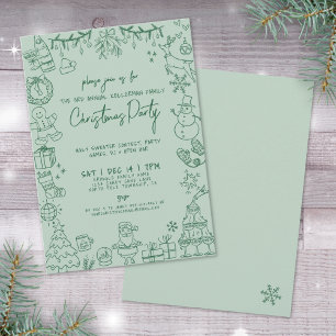 Whimsical Hand Drawn Christmas Party Invitation
