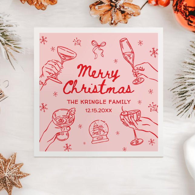 Whimsical Hand Drawn Christmas Party  Napkins (Creator Uploaded)