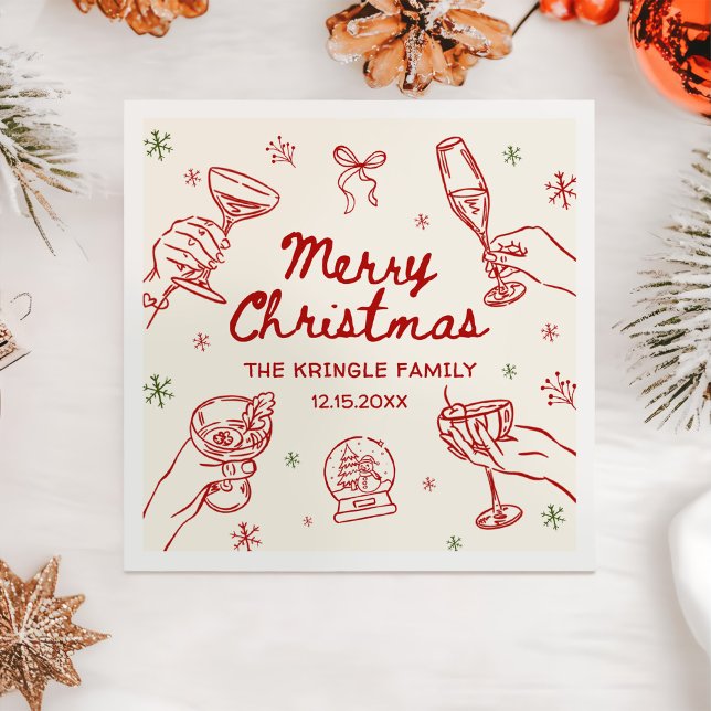 Whimsical Hand Drawn Christmas Party  Napkins (Creator Uploaded)