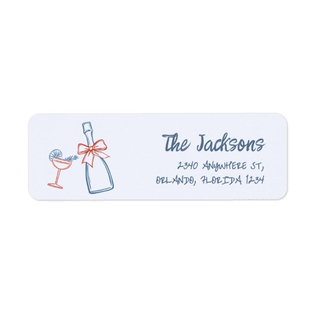 Whimsical Hand Drawn Christmas Return Address Label (Front)