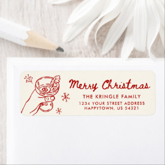 Whimsical Hand Drawn Christmas Return Address Label