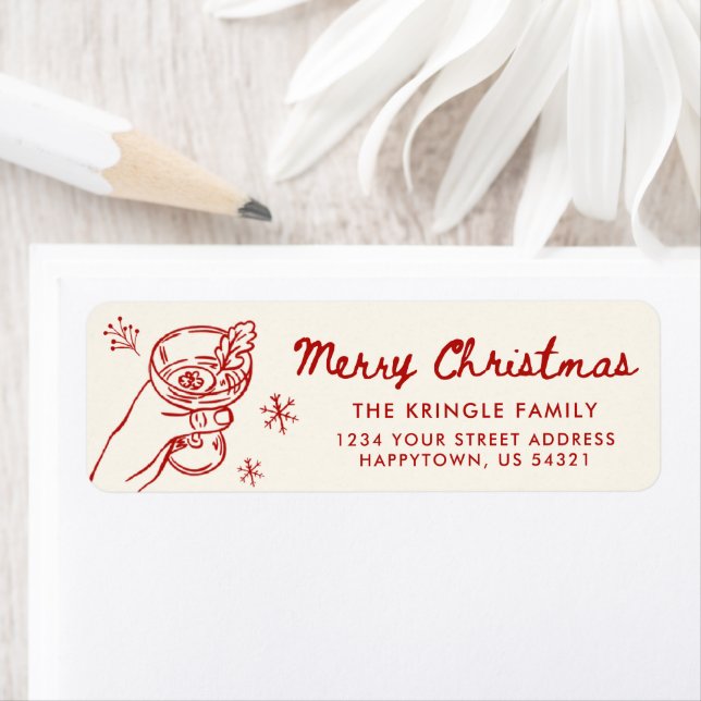 Whimsical Hand Drawn Christmas Return Address Label (Insitu)