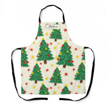 Whimsical Hand Drawn Christmas Tree Pattern Person