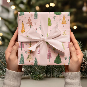 Whimsical Hand-Drawn Christmas Tree Wrapping Paper