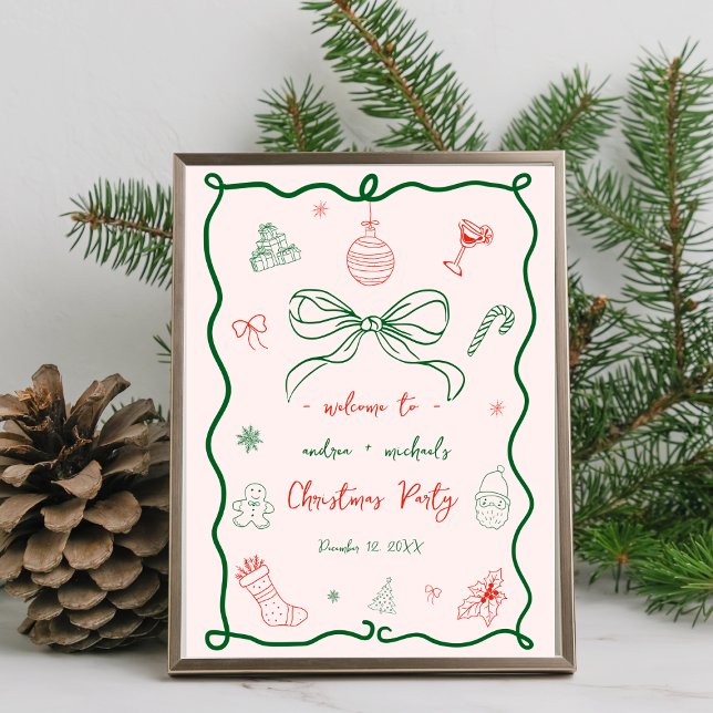 Whimsical Hand Drawn Christmas Welcome Party Sign (Creator Uploaded)