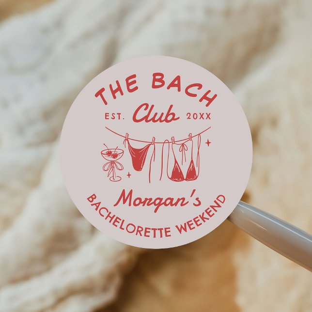 Whimsical Hand Drawn Coastal Bachelorette  Classic Round Sticker (Creator Uploaded)