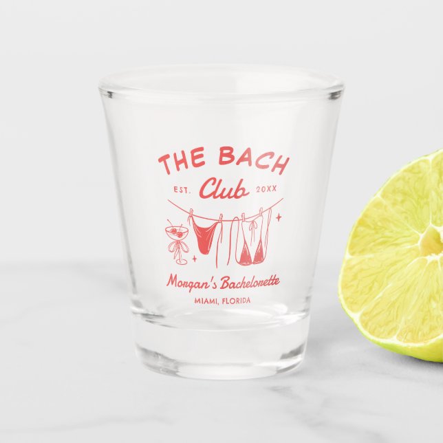 Whimsical Hand Drawn Coastal Bachelorette  Shot Glass (Front)