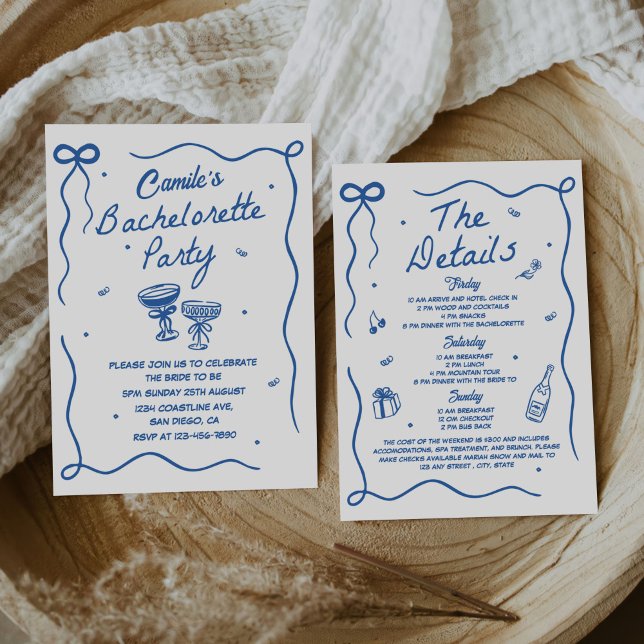 Whimsical Hand Drawn Cocktail Bachelorette Party Invitation (Creator Uploaded)