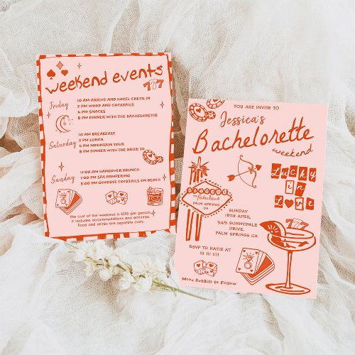 Whimsical Hand Drawn Cocktail Bachelorette Party Invitation
