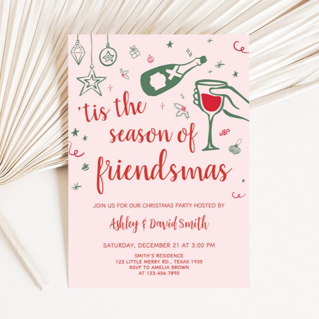 Whimsical Hand Drawn Cocktail Christmas Party Invitation (Hand Drawn Whimsical Cocktail Christmas Party Invitation
)