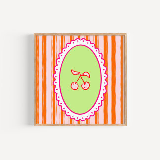 Whimsical Hand-Drawn Coquette Cherries Art Poster