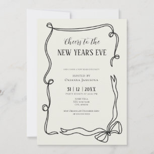 Whimsical Hand Drawn Coquette New Years Eve Party Invitation