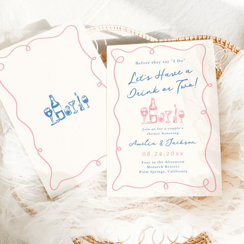Whimsical Hand Drawn Couples Shower Invitation