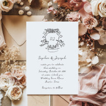 Whimsical Hand Drawn Crest with Monogram | Wedding