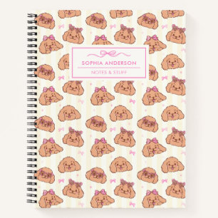 Whimsical Hand Drawn Cute Dog Face & bow Custom Notebook
